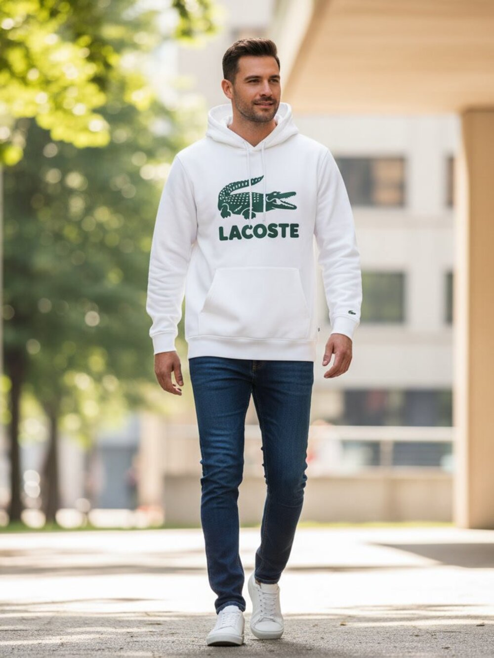 Lacoste White Crewneck Sweatshirt Croc Logo 3XL